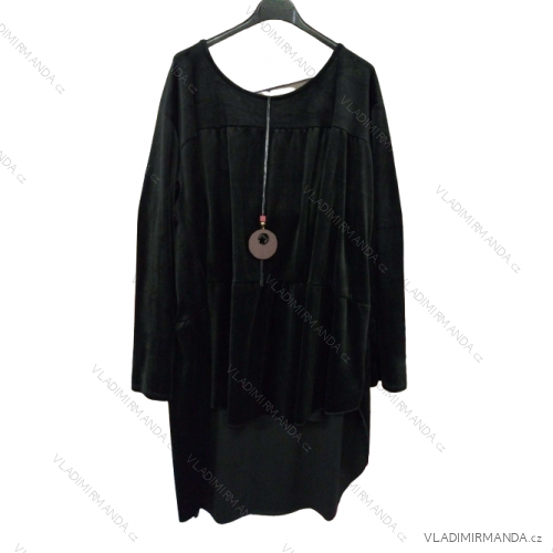 Langarmkleid mit Anhänger Damen Oversized (3XL / 4XL ONE SIZE) ITALIAN FASHION IMWQ2115022  schwarz