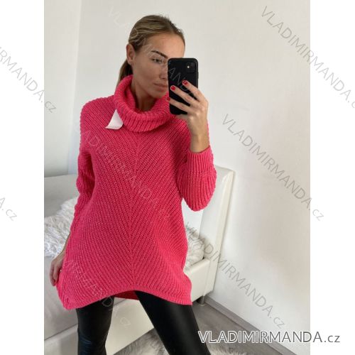 Svetr pletený prodloužený s rolákem dlouhý rukáv dámský (L/XL/2XL ONE SIZE) ITALSKÁ MÓDA IM4221281 L / XL <p>Neon Pink</p>