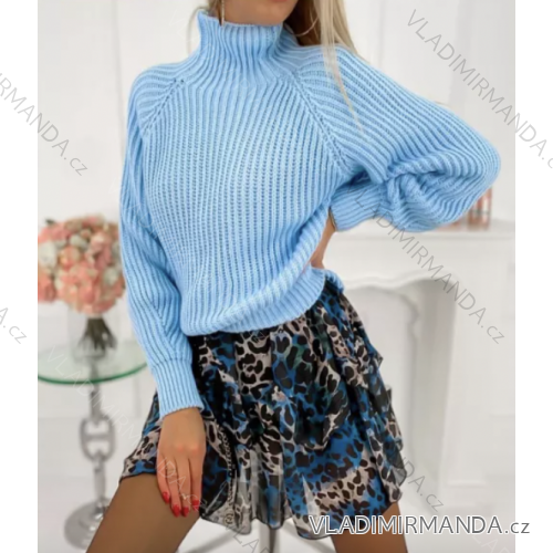 Damen-Strickpullover mit Stehkragen und langen Ärmeln (Einheitsgröße S/M) ITALIAN FASHION IMPLI228596