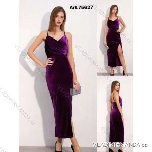 Langes, elegantes Samt-Trägerkleid für Damen (Einheitsgröße S/M) ITALIAN FASHION IMWKK2275627