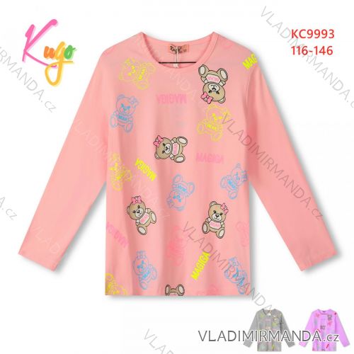 T-Shirt Langarm mit Pailletten Kinder Jugendliche Mädchen (116-146) KUGO B3258