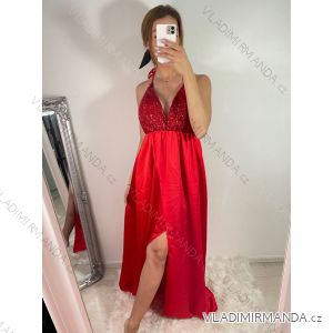 Šaty dlouhé elegantní s flitry na ramínka dámské (S/M ONE SIZE) ITALSKÁ MÓDA IMWD223775