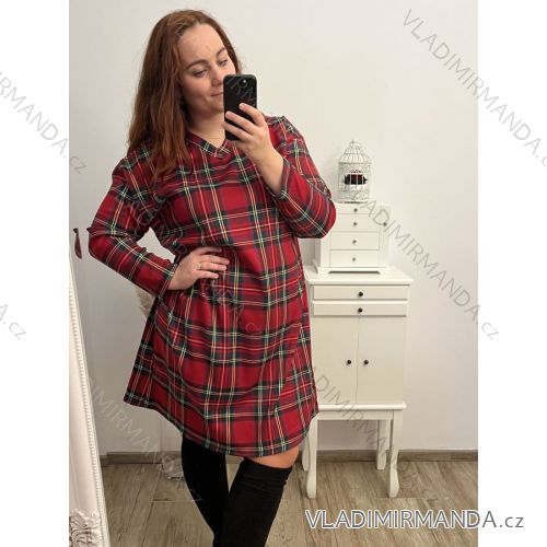 Šaty dlouhý rukáv dámské nadrozměr (3XL/4XL ONE SIZE) ITALSKÁ MÓDA IMWQ2190861 XL-2XL rot