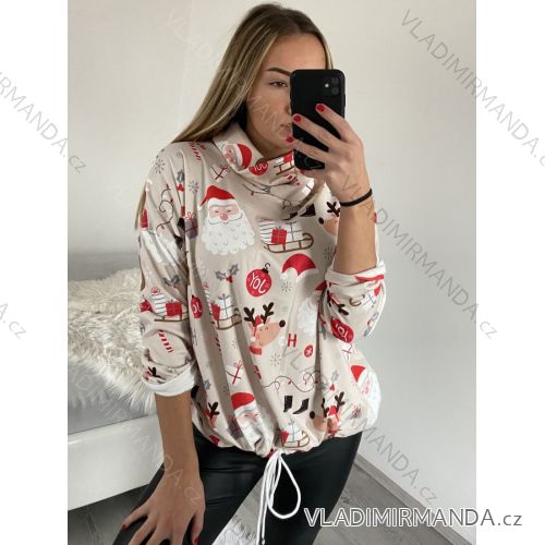 Tunika Weihnachten Samt Warm Langarm Damen Übergröße (XL/2XL ONE SIZE) ITALIAN FASHION IM422580