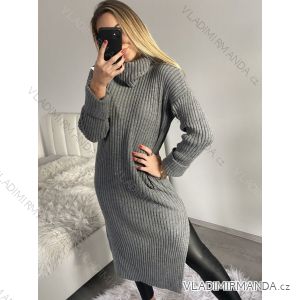 Langärmeliges Rollkragen-Strickkleid für Damen (Einheitsgröße S/M/L) ITALIAN FASHION IMD221099