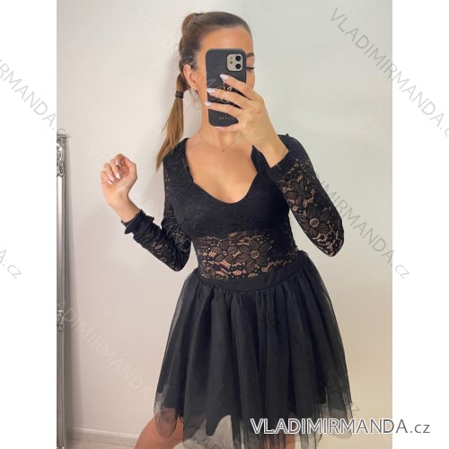 Tričko elegantní dlouhý rukáv dámské (UNI S/M) ITALSKÁ MÓDA IMM20954 schwarz S/M