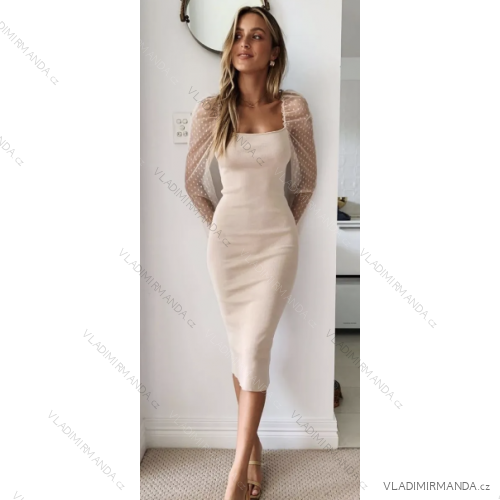 Elegantes Damenkleid mit langen Ärmeln (Einheitsgröße S/M) ITALIAN FASHION IMPOC237053