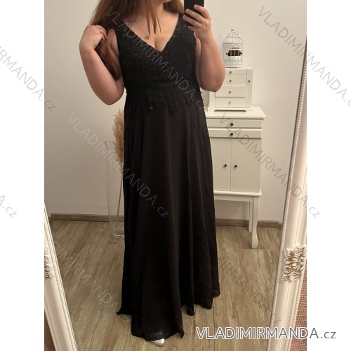 Šaty plesové elegantní společenské bez rukávu dámské nadrozměr (L/XL/2XL ONE SIZE) ITALSKÁ MÓDA IMM22XF-324 XL/2XL schwarz