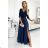 309-6 AMBER Elegantes langes Spitzenkleid mit Ausschnitt - marineblau