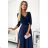 309-6 AMBER Elegantes langes Spitzenkleid mit Ausschnitt - marineblau