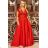 Kleid Lang Elegant Party Kurzarm Damen Übergröße (36-56) POLISH FASHION PMLBF23ID3046 Rot 36