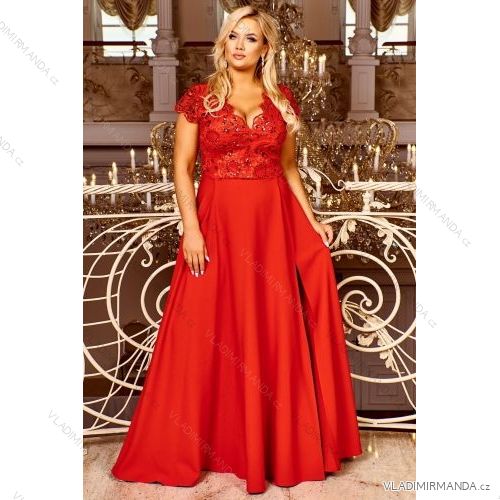 Kleid Lang Elegant Party Kurzarm Damen Übergröße (36-56) POLISH FASHION PMLBF23ID3046 Rot 36