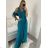 Ärmelloses Abendkleid mit langer Spitze (uni s-m) ITALIAN FASHION IM919902 L/XL teal