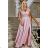 Kleid Lang Elegant Party Kurzarm Damen Übergröße (44-54) POLISH FASHION PMLBF23ID3273 Rosa 44