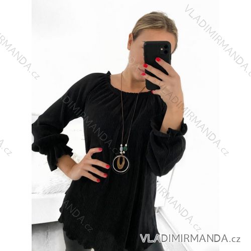 Tunika/halenka dlouhý rukáv dámská nadrozměr (L/XL ONE SIZE) ITALSKÁ MÓDA IM423021 L/XL schwarz