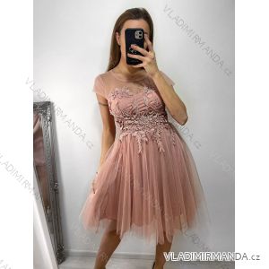 Damen-Partykleid aus Tüll mit kurzen Ärmeln (Einheitsgröße S/M) ITALIAN FASHION IM9238938/DU