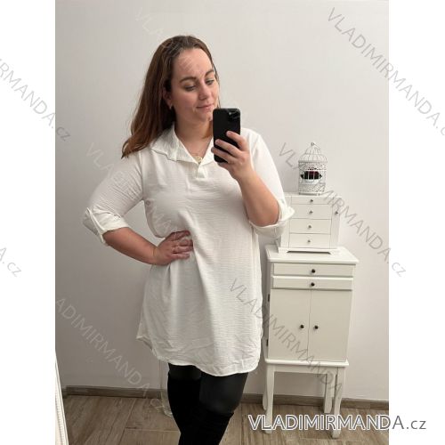 Damen-Tunika-Shirt mit langen Ärmeln, große Größen (2XL/3XL, EINE GRÖSSE) ITALIAN FASHION IM423028