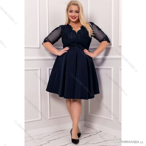 Damen Plus Size (42-46) langes elegantes ärmelloses Partykleid POLISH FASHION PMLBC23265-10 schwarz 42