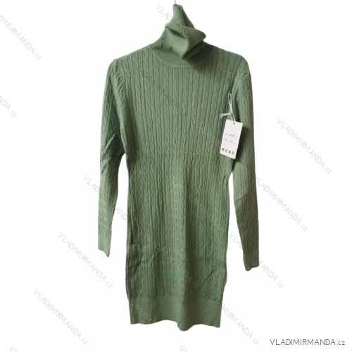 Langärmeliges Kaschmir-Rollkragen-Strickkleid für Damen (S/M EINHEITSGRÖSSE) EBELIEVE MA722S-3120/DU3 Grün