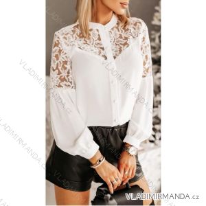 Hemd Elegant mit Spitze Langarm Damen Übergröße (2XL/3XL ONE SIZE) ITALIAN FASHION IMWT23224