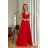 Damen Plus Size (42-46) langes elegantes ärmelloses Partykleid POLISH FASHION PMLBC23265-10 rot 40