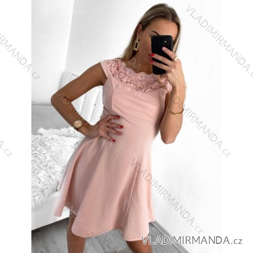 Šaty elegantní letní s krajkou bez rukávu dámské (S/M ONE SIZE) ITALSKÁ MÓDA IM923050 S/M hellrosa