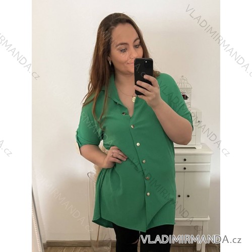 Shirt verlängert 3/4 Langarm Damen (L/XL/2XL ONE SIZE) ITALIAN FASHION IM423025 XL/2XL grün