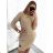 Klassisches warmes Langarmkleid Damen (L / XL ONE SIZE) ITALIAN FASHION IMD211121 S/M braun