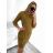 Klassisches warmes Langarmkleid Damen (L / XL ONE SIZE) ITALIAN FASHION IMD211121 S/M braun