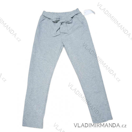 Tepláky elegantní dlouhé s mašlí dámské (M/L ONE SIZE) ITALSKÁ MÓDA IMD21563 grau M / L