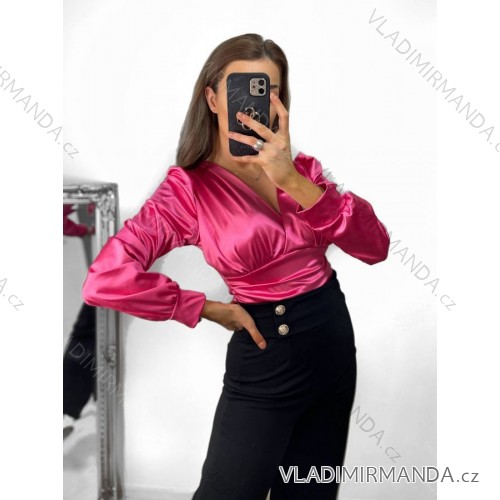 Body ala Bluse elegante Langarm Damen (S/M ONE SIZE) ITALIAN FASHION IMM22LS17519 S/M pink