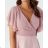 Damen-Partykleid mit kurzen Ärmeln (36-50) POLISH FASHION PMLMR23LUNA-3 rosa 36