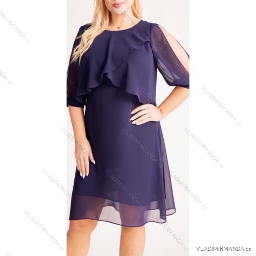 Damen-Chiffonkleid mit 3/4-Ärmeln und langen Ärmeln in Übergröße (Einheitsgröße 2XL/3XL) ITALIAN FASHION IMWT23960