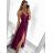 Langes Sommerkleid aus Satin mit Trägern Damen mit Gürtel (UNI S / M) ITALIAN FASHION IMM22INFINITE