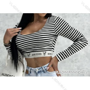 Crop Top Langarm Damen gestreift (S/M ONE SIZE) ITALIAN FASHION IMPCF2327358