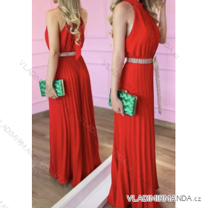 Langes, elegantes, ärmelloses Kleid mit Falten für Damen (Einheitsgröße S/M) ITALIAN FASHION IMPGM2323232